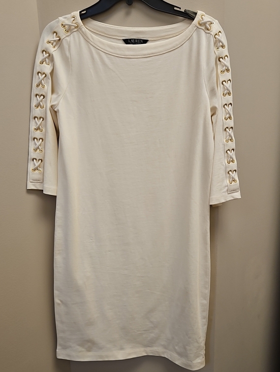 Ralph Lauren Dresses & Skirts - Ralph Lauren Cream Midi Dress with Lace-Up Sleeves